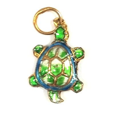 ENAMEL TURTLE 14X25MM GREEN